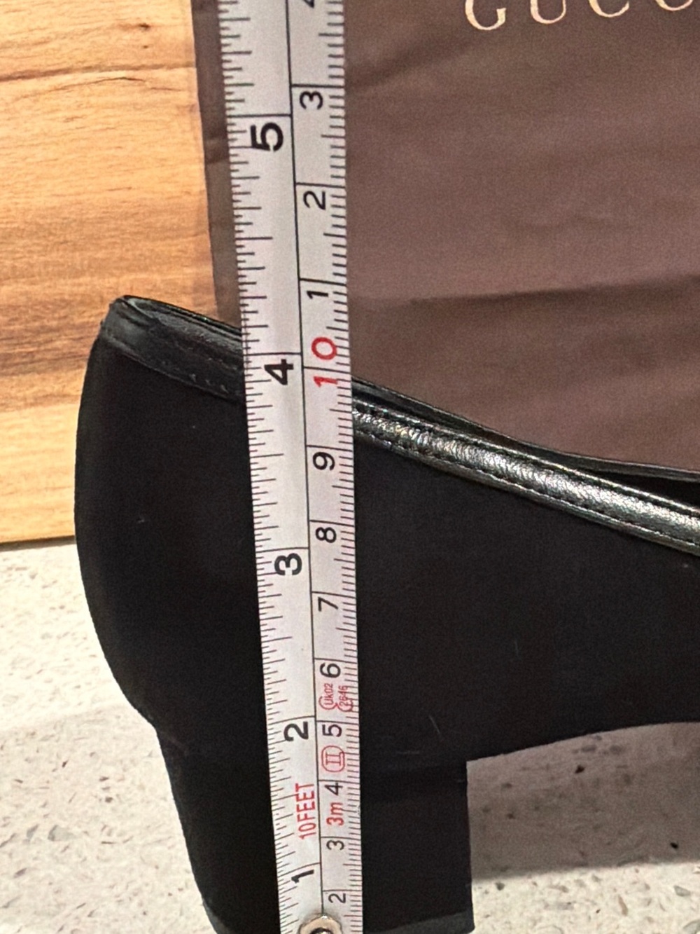 Gucci Black Suede Low Block Heel Pumps with Gold Horsebit - Picture 8 of 10
